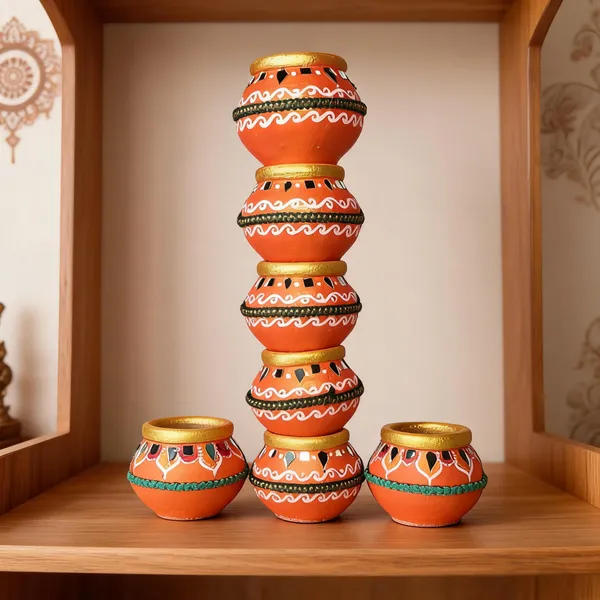 Terracotta_Hand_Painted_Traditional_Matki_Decorative_Set_Of_7