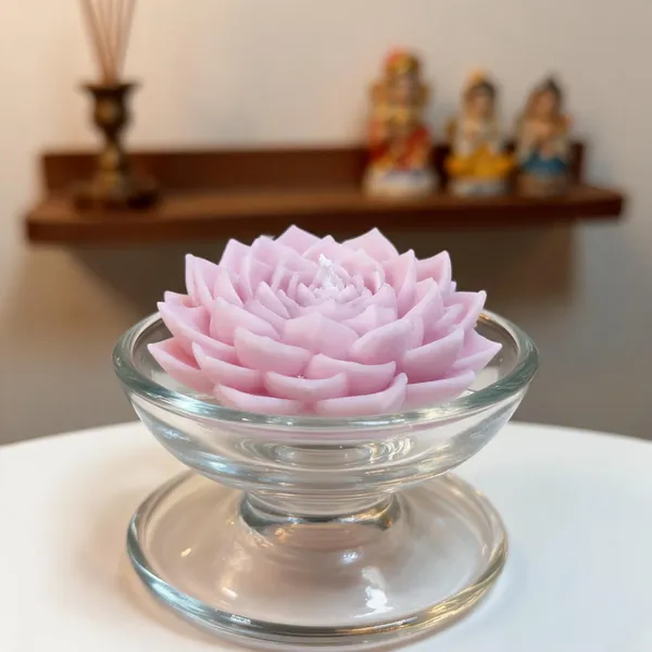 Fabric_Plastic_Decorative_Lavender_Layered_Lotus_Artificial_Flower
