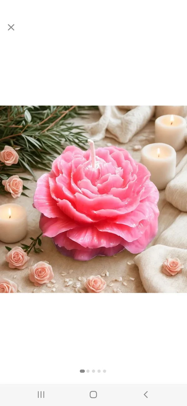 Wax_Floral_Pink_Flower_Candle_rose