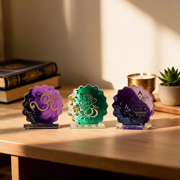 Resin_Spiritual_Multicolor_Religious_Motif_Tabletop_Showpiece_Set_Of_3