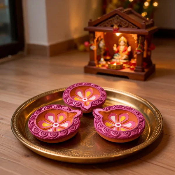Clay_Terracotta_Festive_Floral_Pink_Decorative_Diya_Set