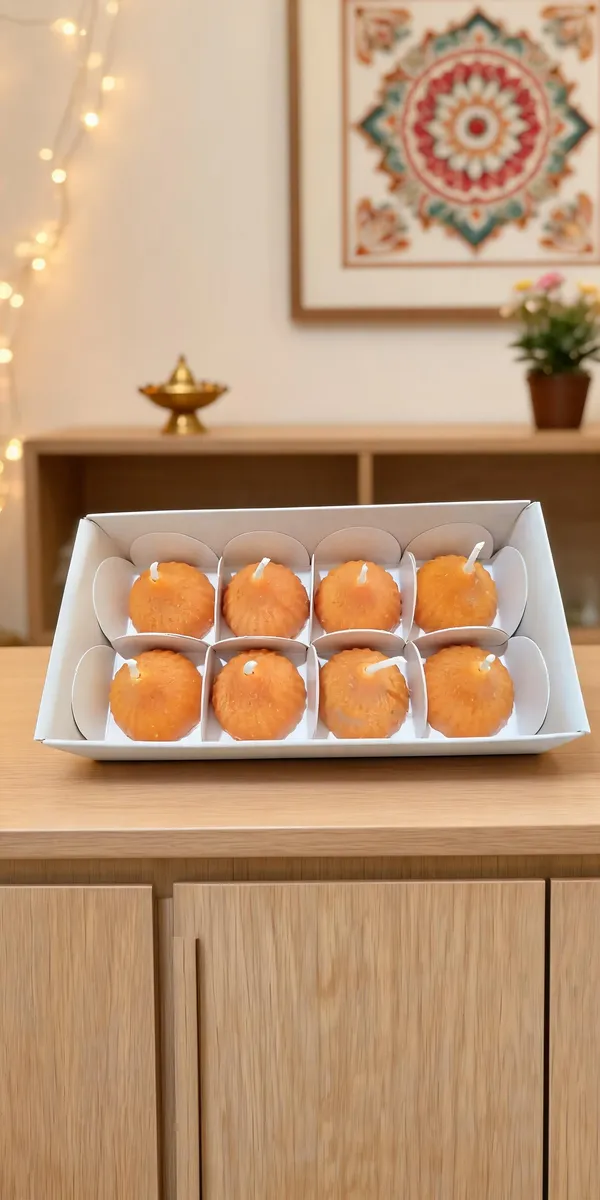 Wax_Festive_Modak_Shape_Orange_Decorative_Candle_Set_Of_8