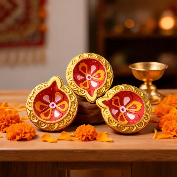 Clay_Festive_Floral_Painted_Red_Gold_Decorative_Diya_Set