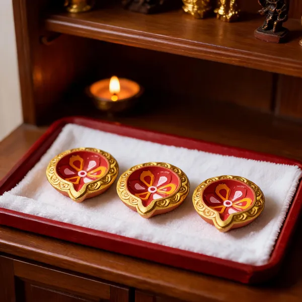 Clay_Festive_Floral_Painted_Red_Gold_Decorative_Diya_Set