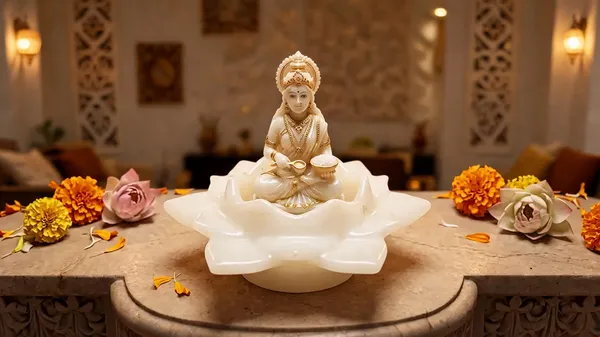 Resin_White_Lakshmi_Devi_Lotus_Seated_Religious_Idol