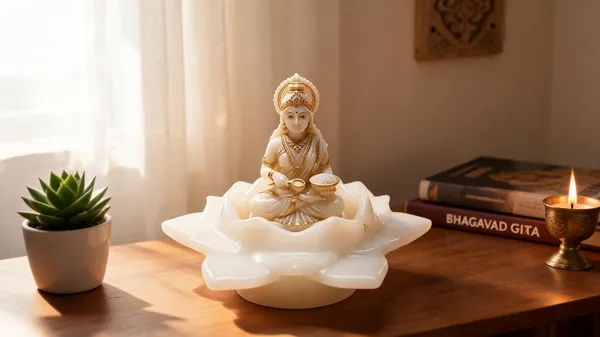 Resin_White_Lakshmi_Devi_Lotus_Seated_Religious_Idol