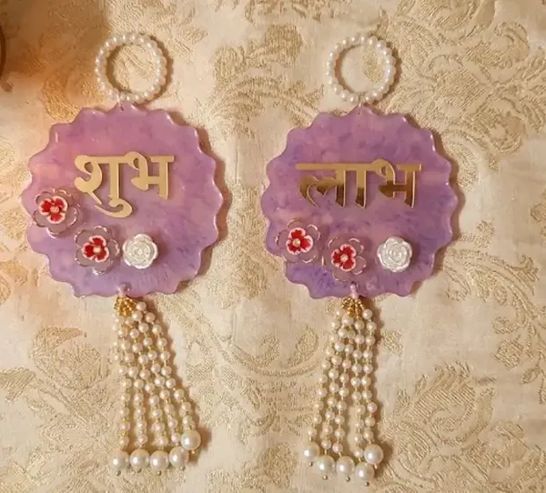 Purple_Pearl_Embellished_Shubh_Labh_Door_Hanging_Set_Of_2