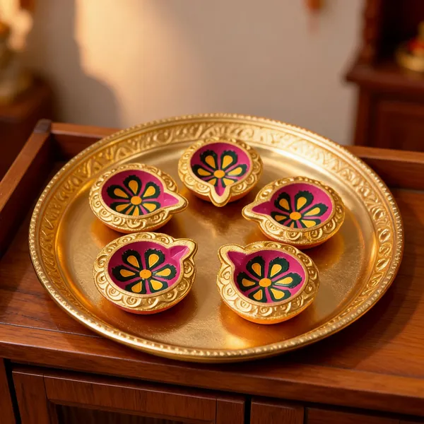 Clay_Golden_Floral_Pattern_Decorative_Diya_Set_Of_5