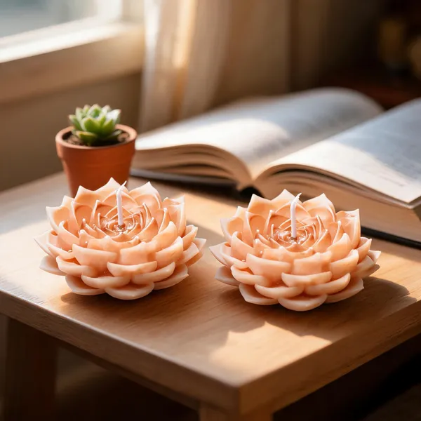 Wax_Festive_Floral_Pink_Lotus_Decorative_Candle_-_Pack_Of_2