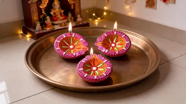 Terracotta_Festive_Floral_Painted_Pink_Decorative_Diya_Set