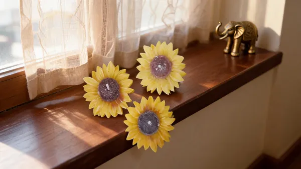 Fabric_Plastic_Yellow_Sunflower_Artificial_Flower_Heads_Pack_Of_3