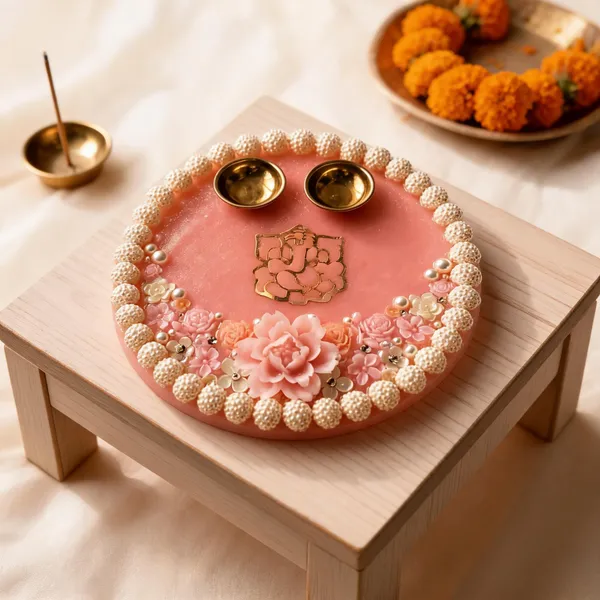 Metal_Floral_Ganesha_Motif_Pink_Pooja_Thali_Set