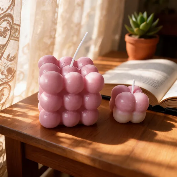 Wax_Modern_Lavender_Bubble_Design_Decorative_Candle_Set_Of_2