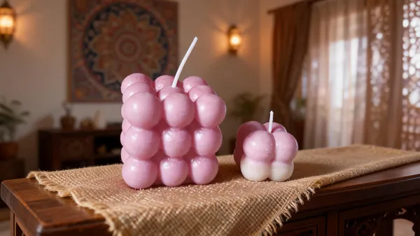 Wax_Modern_Lavender_Bubble_Design_Decorative_Candle_Set_Of_2