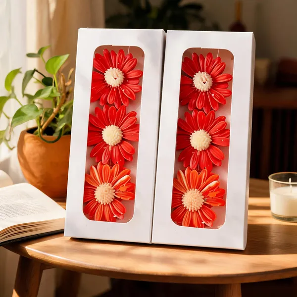Wax_Red_Daisy_Flower_Decorative_Candle_Set_Of_4_|_Pack_Of_2