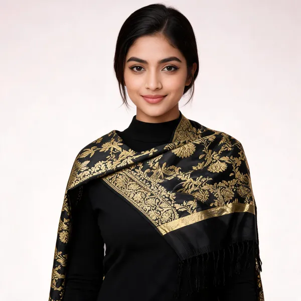 Gold_&_Black_Banarasi_Silk_Dupatta_Women_For_Women