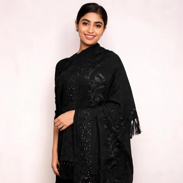 Black_Cotton_Silk_Dupatta_Women_For_Women