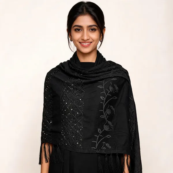 Black_Cotton_Silk_Dupatta_Women_For_Women