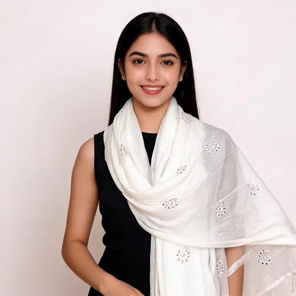 White_Cotton_Silk_Dupatta_Women_For_Women