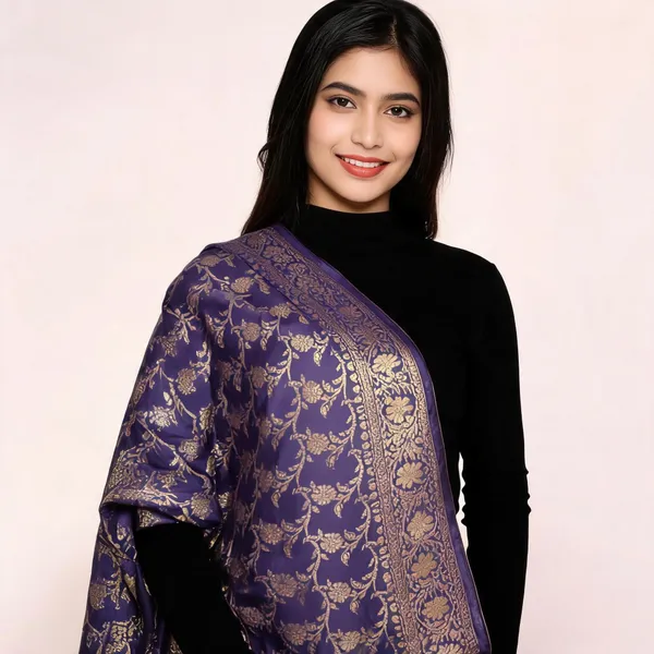 Blue_Banarasi_Silk_Dupatta_Women_For_Women