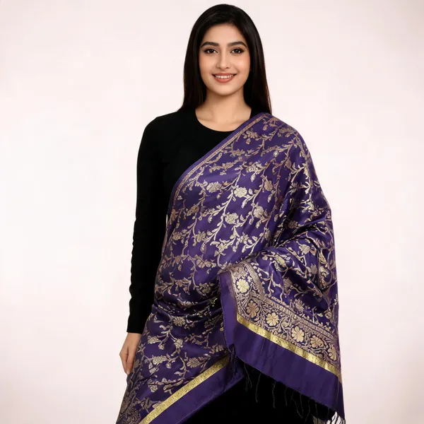 Blue_Banarasi_Silk_Dupatta_Women_For_Women