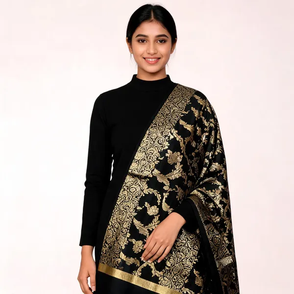 Black_Banarasi_Silk_Dupatta_Women_For_Women
