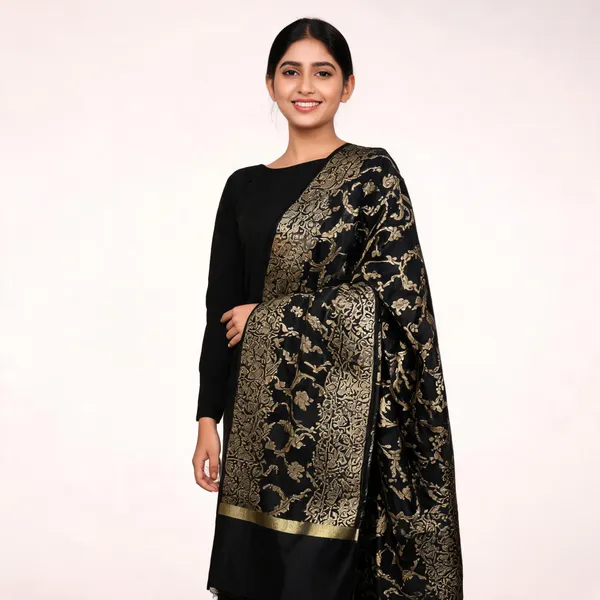 Black_Banarasi_Silk_Dupatta_Women_For_Women