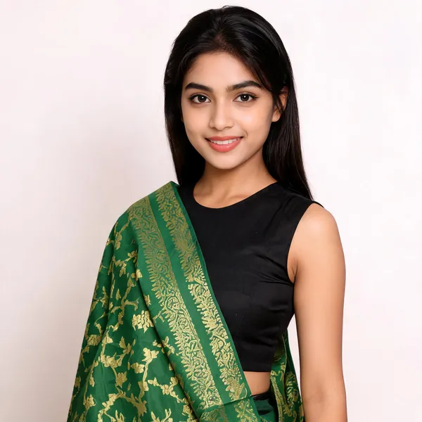 Green_Banarasi_Silk_Dupatta_Women_For_Women