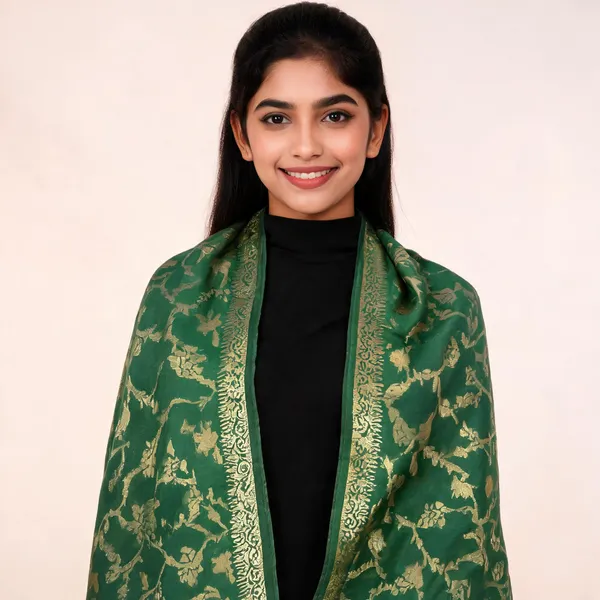 Green_Banarasi_Silk_Dupatta_Women_For_Women