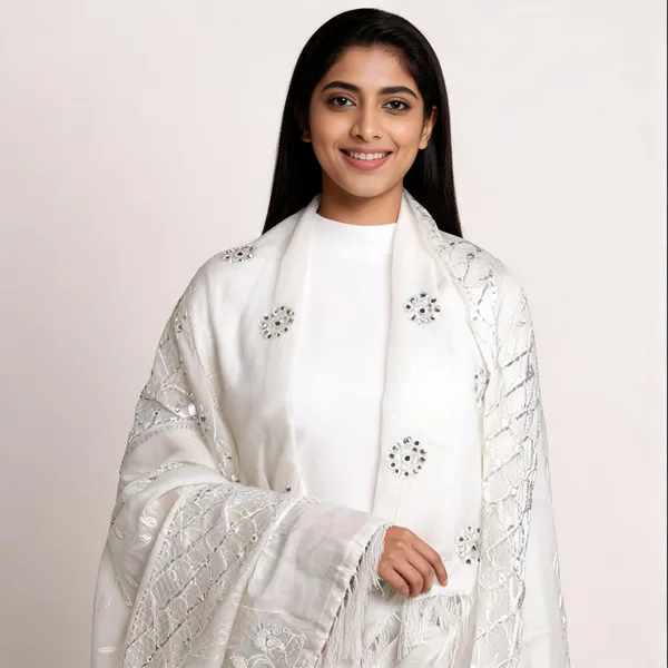 White_Cotton_Silk_Dupatta_Women_For_Women