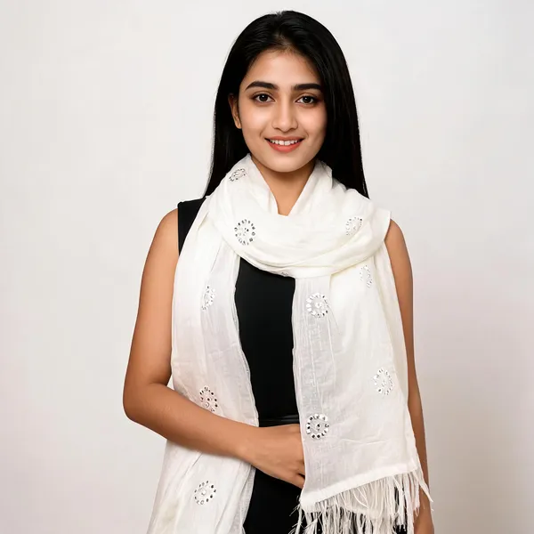 White_Cotton_Silk_Dupatta_Women_For_Women