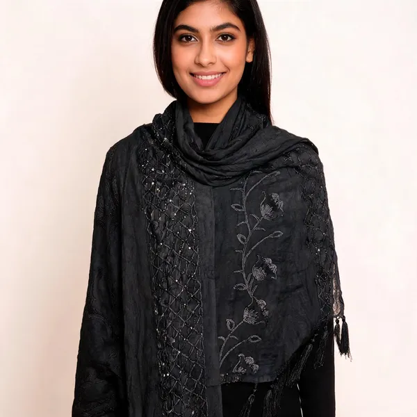 Black_Cotton_Silk_Dupatta_Women_For_Women