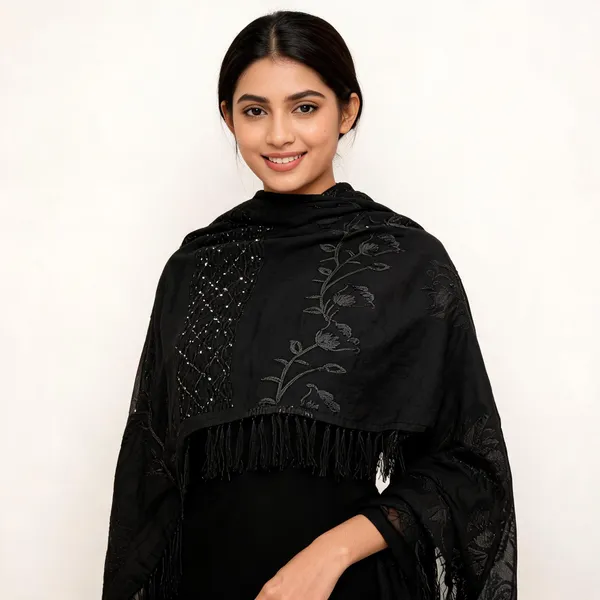 Black_Cotton_Silk_Dupatta_Women_For_Women