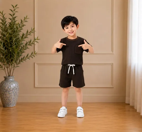 Boys_Cotton_Spandex_Waffle_Knit_T_Shirt_And_Shorts_Set