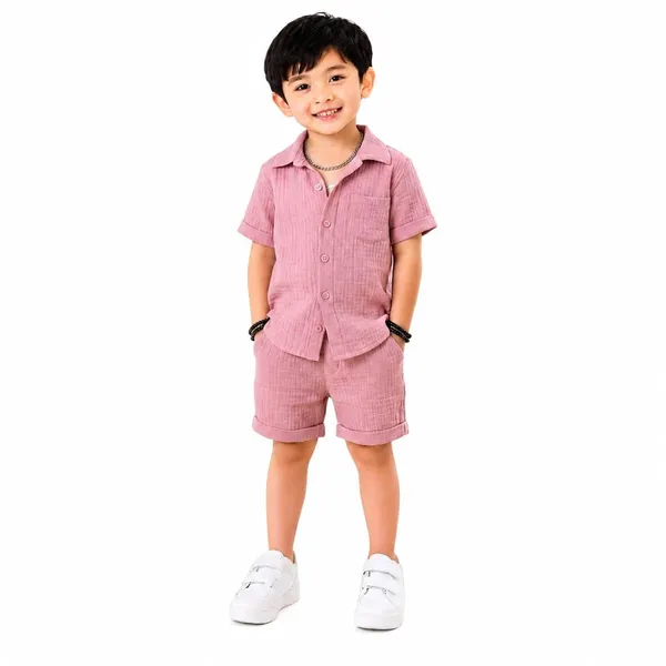 Kids_Cotton_Blend_Shirt_And_Shorts_Set