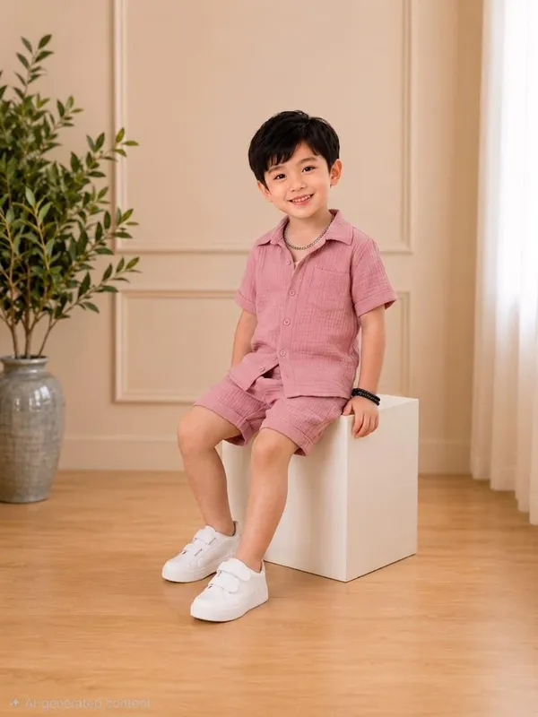 Kids_Cotton_Blend_Shirt_And_Shorts_Set