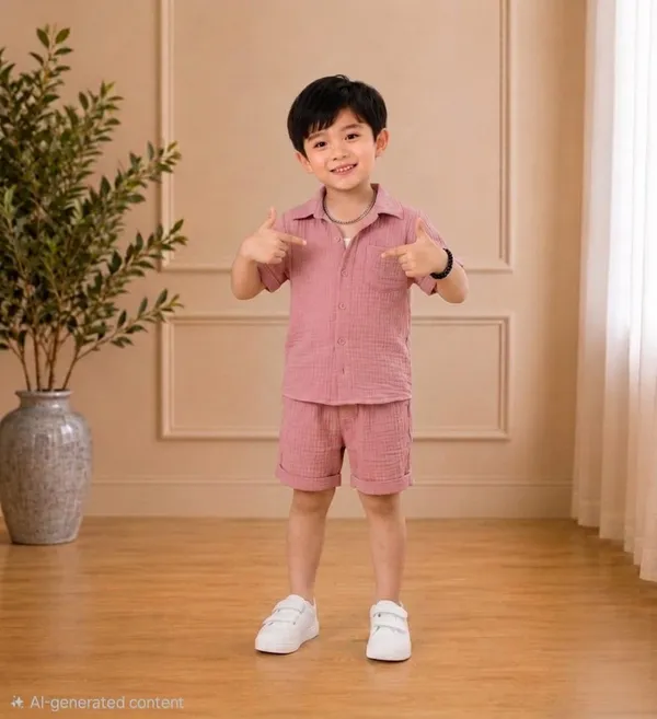 Kids_Cotton_Blend_Shirt_And_Shorts_Set