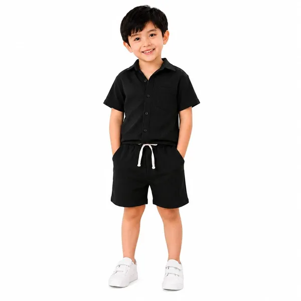 Boys_Cotton_Blend_Shirt_And_Shorts_Set