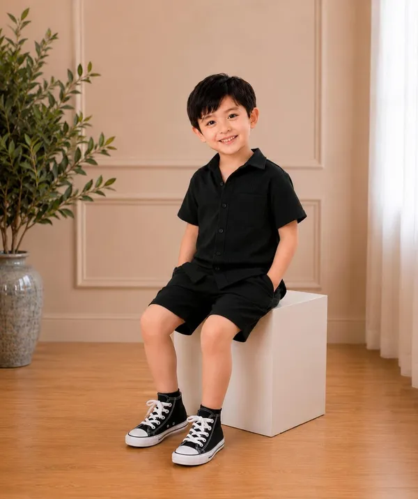 Boys_Cotton_Blend_Shirt_And_Shorts_Set