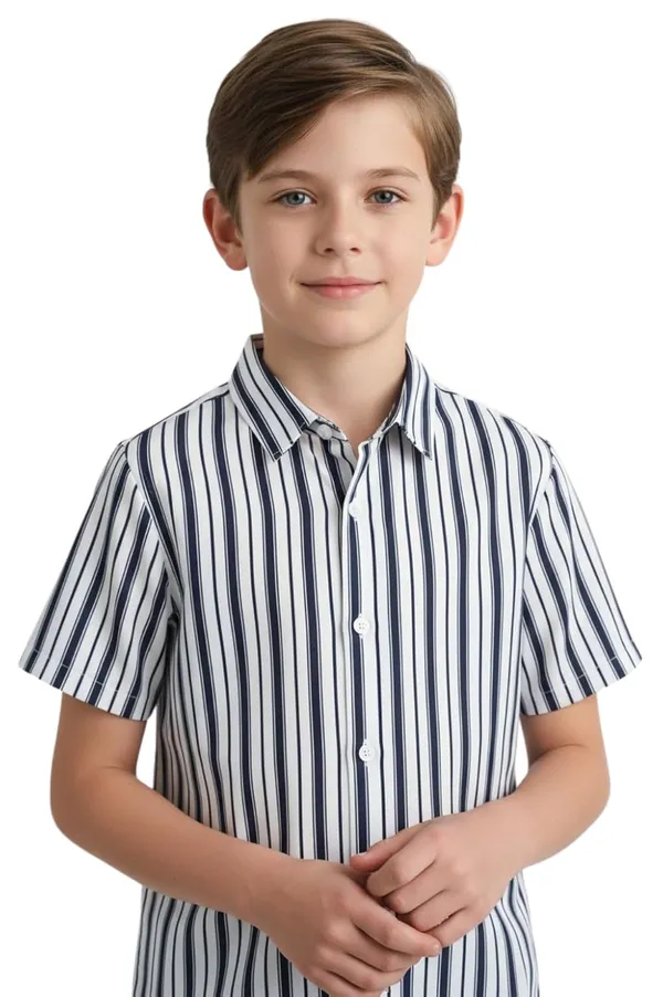 Kids_Boys_Striped_Half_Sleeve_Cotton_Blend_Button_Down_Shirt