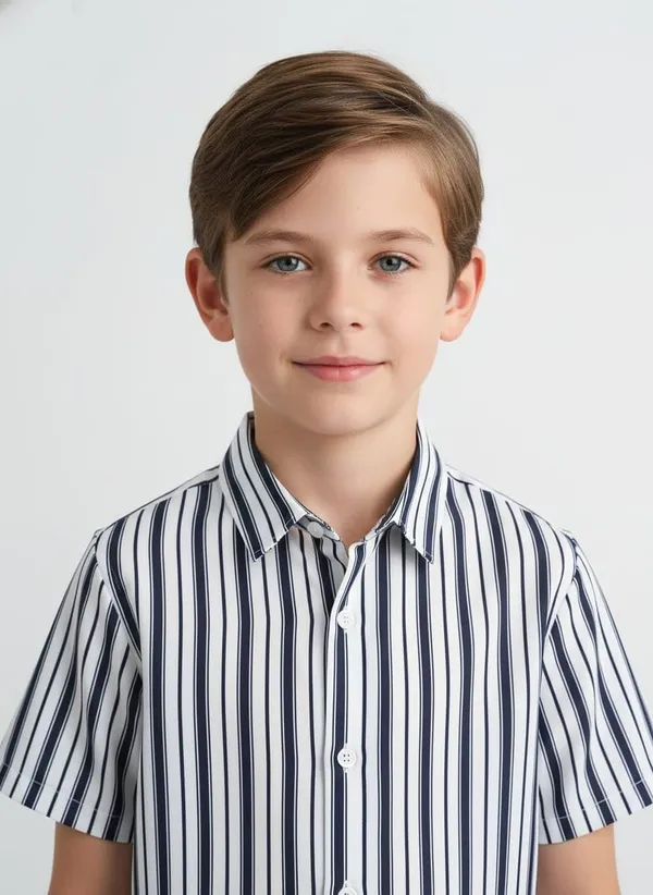 Kids_Boys_Striped_Half_Sleeve_Cotton_Blend_Button_Down_Shirt
