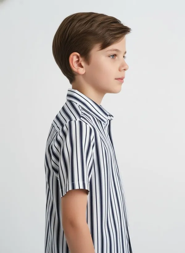 Kids_Boys_Striped_Half_Sleeve_Cotton_Blend_Button_Down_Shirt