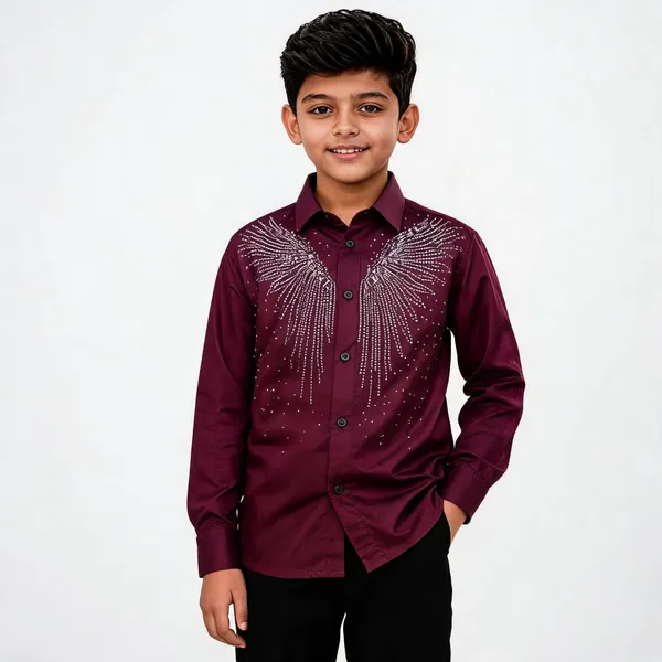 Maroon_Cotton_Rhinestone_Embellished_Festive_Shirt_For_Boys
