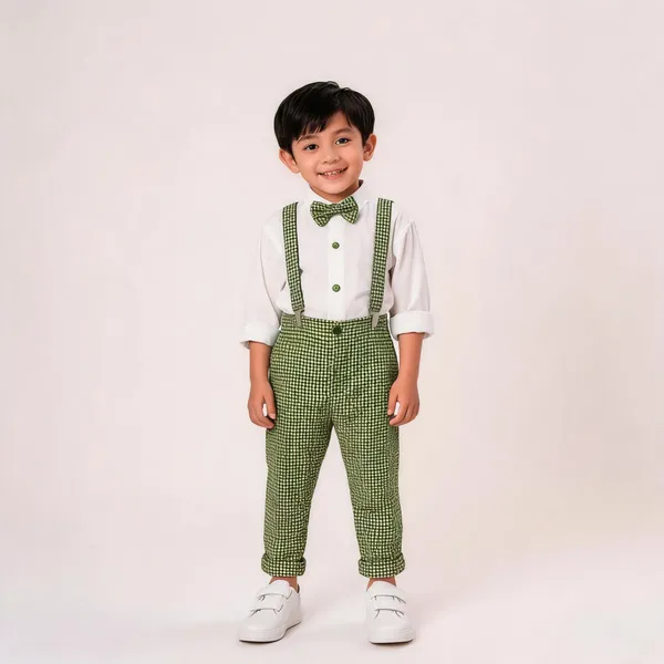 White_Green_Cotton_Checkered_Dungaree_Set_For_Baby_Boys