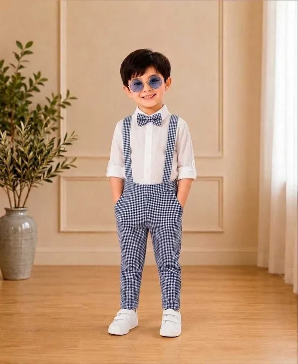 littlevoyagers_Dungaree_For_Baby_Boys_Party_Checkered_Cotton_Blend_(Blue,_Pack_of_1)