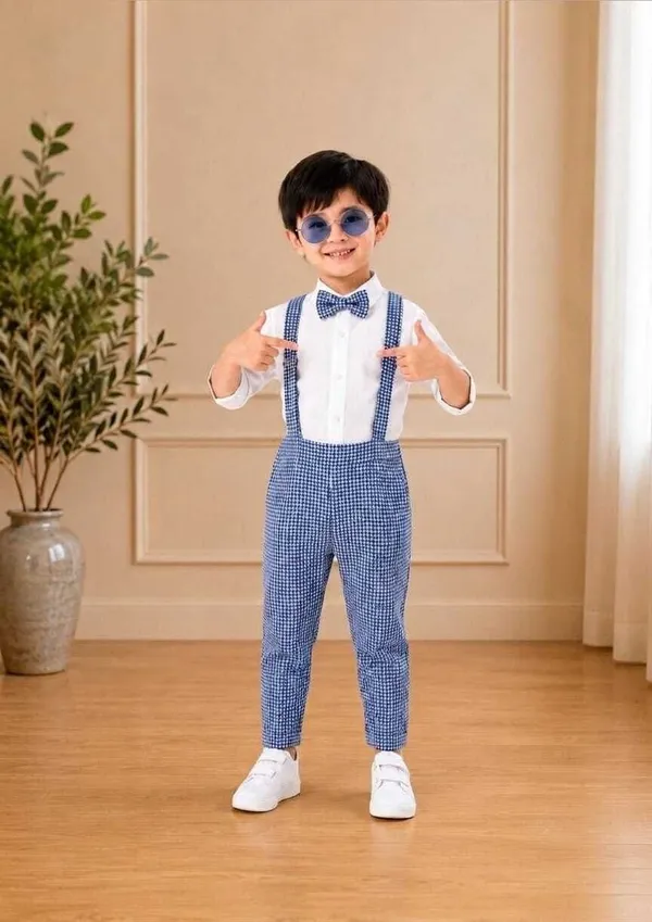 littlevoyagers_Dungaree_For_Baby_Boys_Party_Checkered_Cotton_Blend_(Blue,_Pack_of_1)