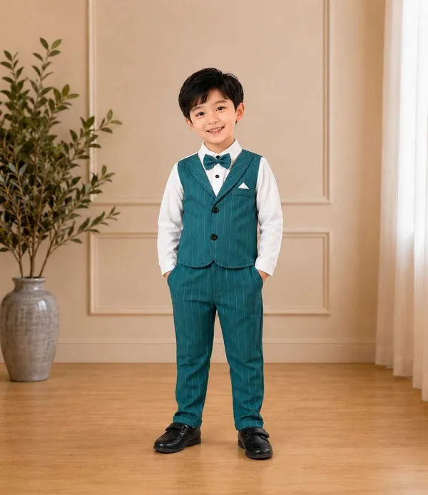 littlevoyagers_Boys_Festive_&_Party,_Formal_Shirt,_Waistcoat_and_Pant_Set_(Green_Pack_of_1)