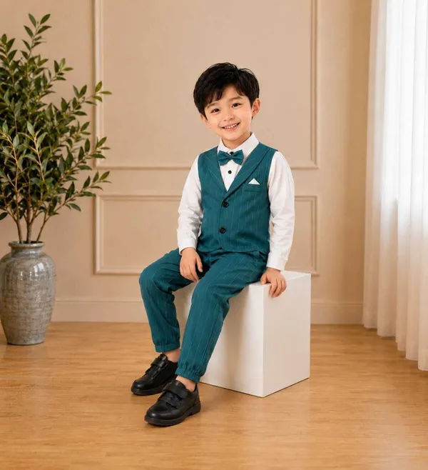littlevoyagers_Boys_Festive_&_Party,_Formal_Shirt,_Waistcoat_and_Pant_Set_(Green_Pack_of_1)