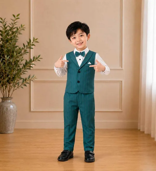 littlevoyagers_Boys_Festive_&_Party,_Formal_Shirt,_Waistcoat_and_Pant_Set_(Green_Pack_of_1)