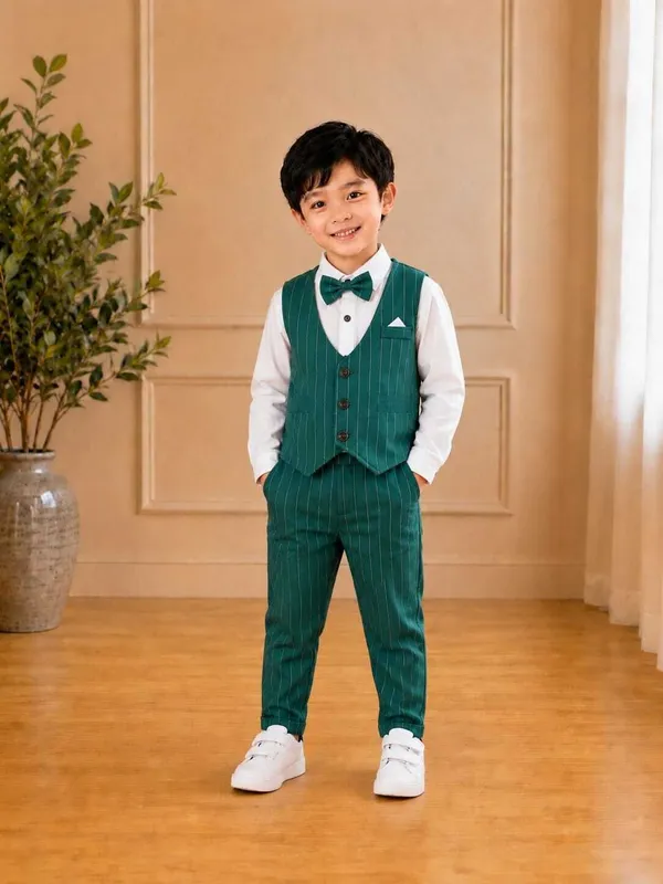 littlevoyagers_Boys_Festive_&_Party,_Formal_Shirt,_Waistcoat_and_Pant_Set_(Green_Pack_of_1)